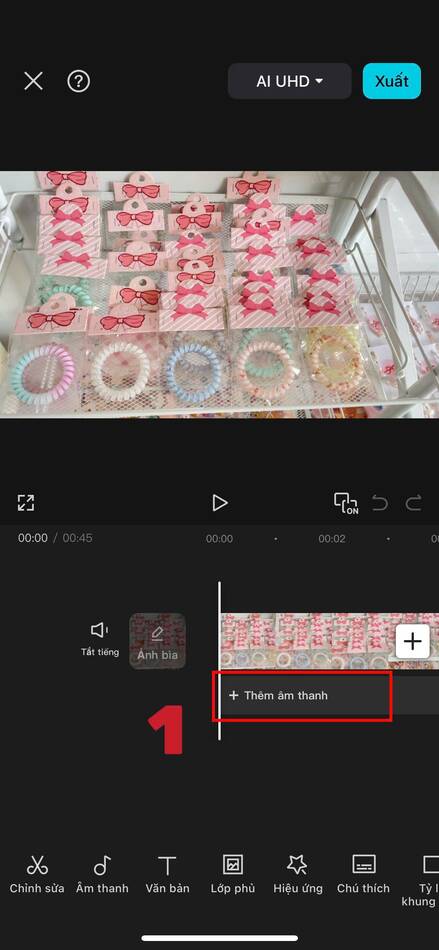 cách ghép nhạc vào video trên iphone-Mở tính năng thêm âm thanh trong CapCut 01