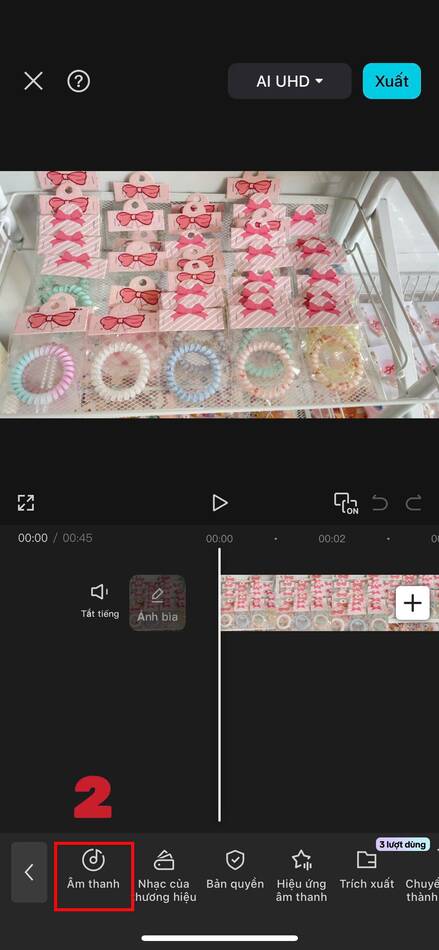 cách ghép nhạc vào video trên iphone-Mở tính năng thêm âm thanh trong CapCut 02