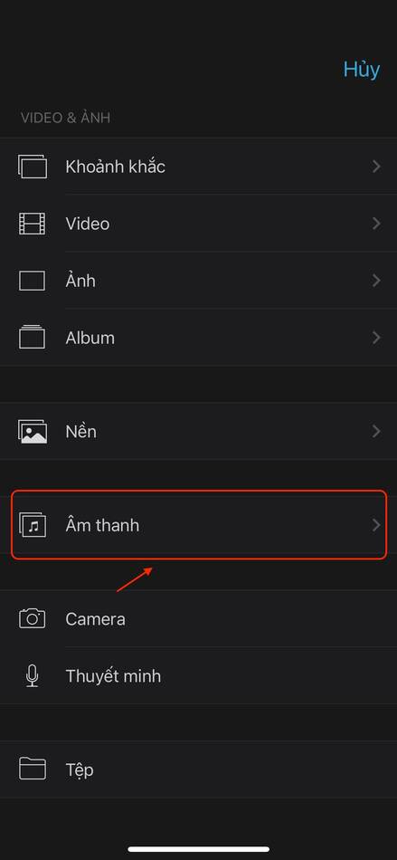 cách ghép nhạc vào video trên iphone-Chọn tính năng âm thanh 02