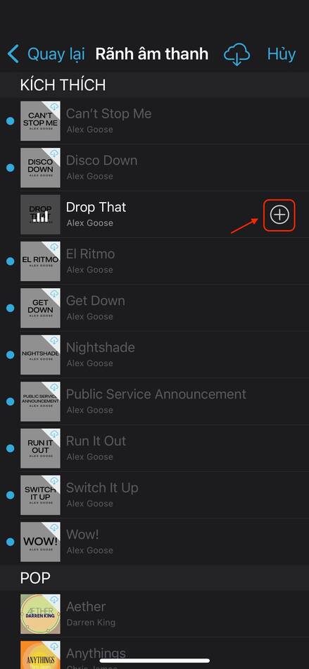 cách ghép nhạc vào video trên iphone-Chọn các bản nhạc có sẵn 02
