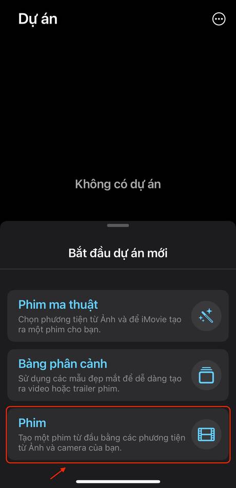 cách ghép nhạc vào video trên iphone-Bắt đầu dự án phim mới