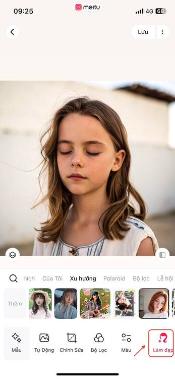 cách chỉnh ảnh nhắm mắt trên điện thoại-Chọn tính năng làm đẹp trên Meitu 01