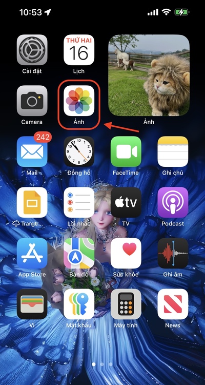 cách lật ảnh trên iphone-Mở app ảnh trên iPhone