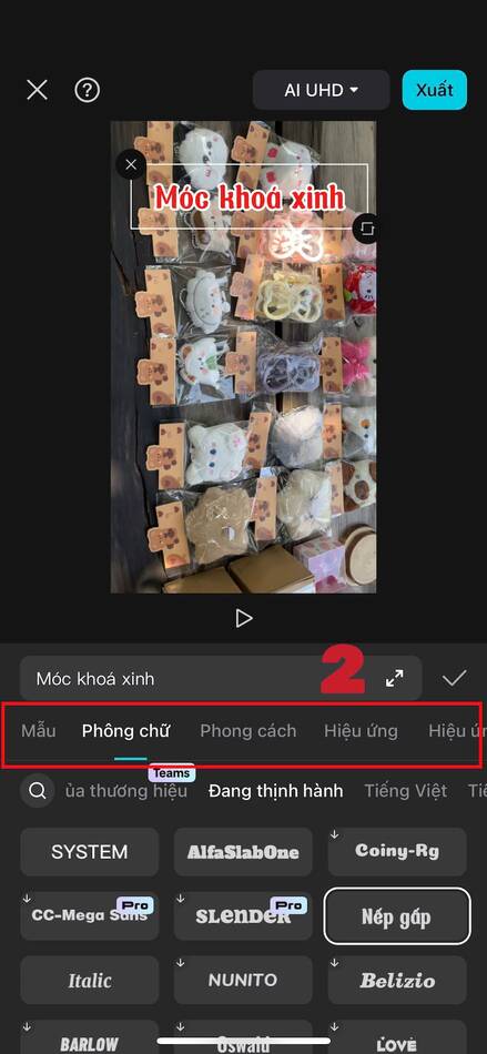 cách chèn chữ vào video-Chỉnh đặc điểm, hiệu ứng chữ 02