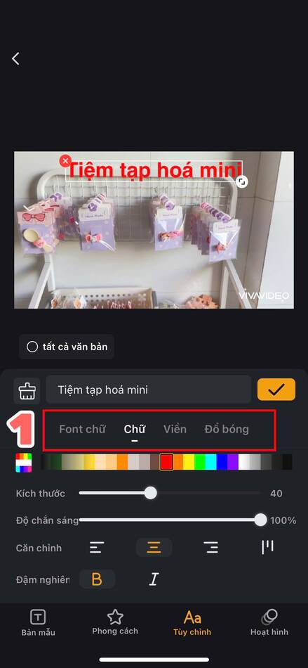 cách chèn chữ vào video-Chỉnh sửa chữ cần chèn vào video 01