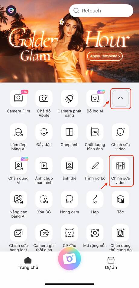 cách chèn chữ vào video-Mở tính năng chỉnh sửa video trên BeautyPlus