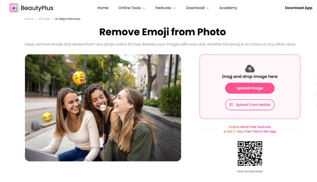 how to remove emojis - beautyplus