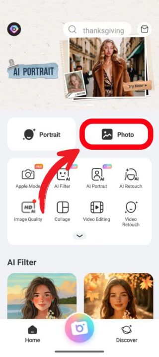 tap on the “Photo”
