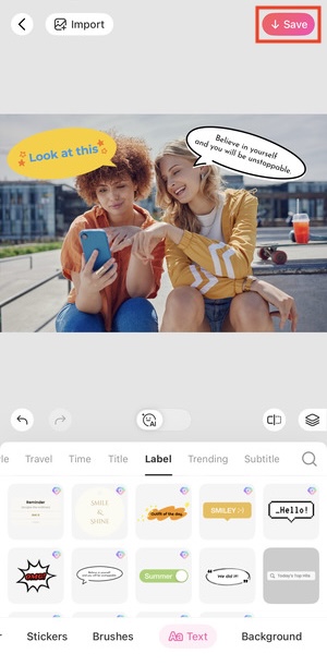 add speech bubble to photo-save edited image