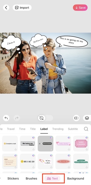 add speech bubble to photo-text