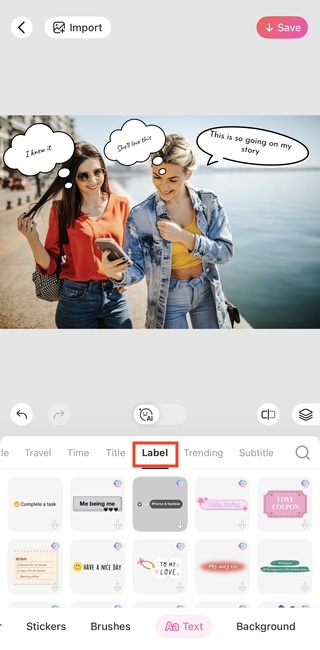 add speech bubble to photo-label