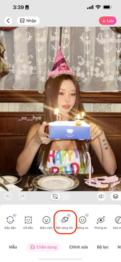 chỉnh ảnh ngược sáng-Chọn tính năng Bắt sáng 3D 02