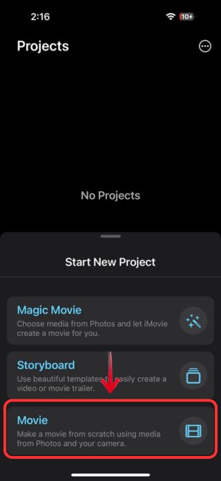 iMovie-choose Movie