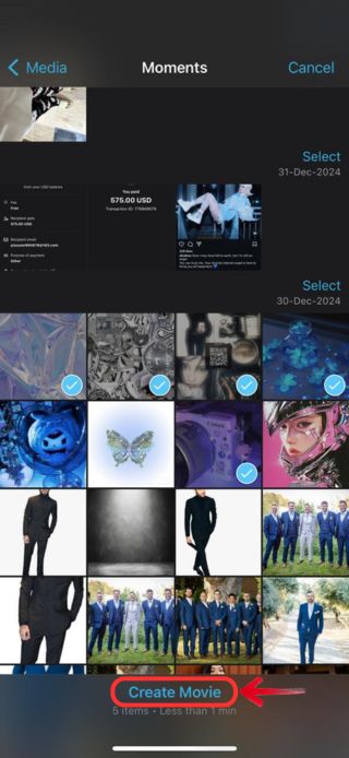 iMovie-choose videos you want to combine