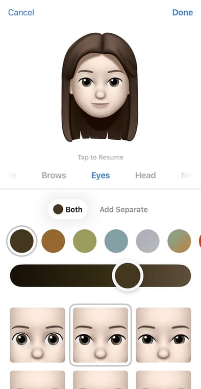 Memoji Creator-iPhone-ステップ4-カスタムヘア