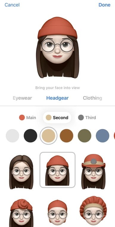 Memoji Creator - iPhone - ステップ4 - カスタムハット