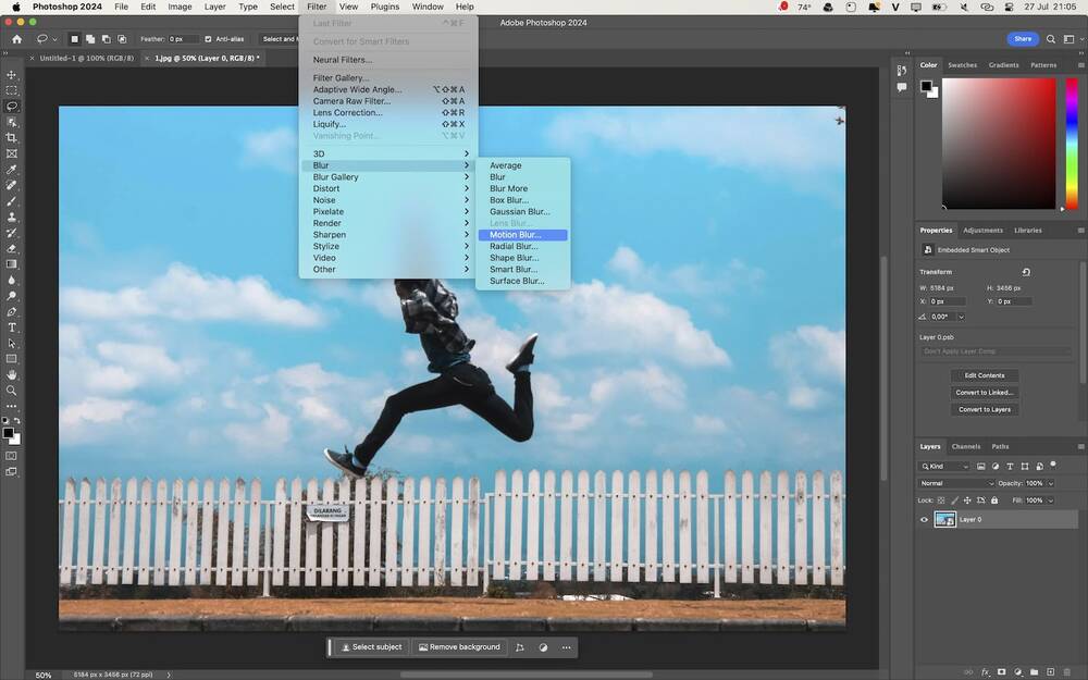 motion blur-Thêm hiệu ứng motion blur trên Photoshop