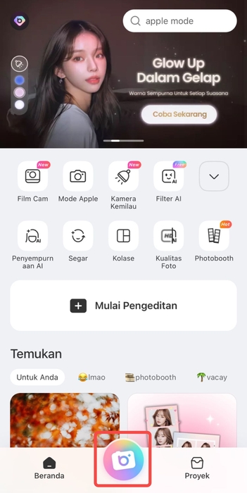 photo booth-beautyplus app-step 1
