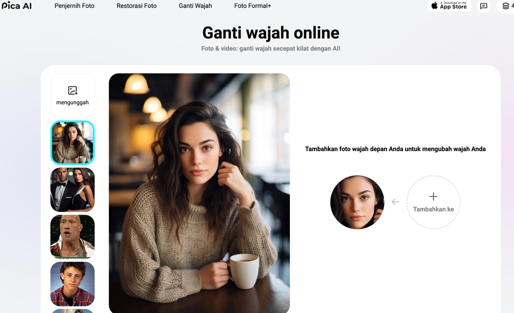 pica ai -face swap landing page