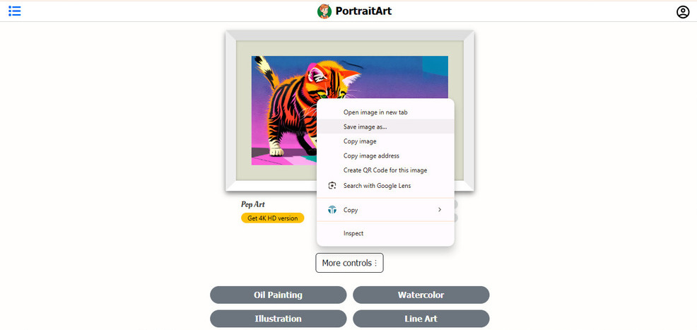 Pop art generator-Portraitart app save image-step 3