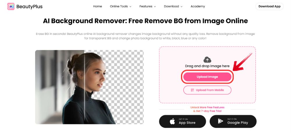 Remove Background - BeautyPlus Online tool - 02