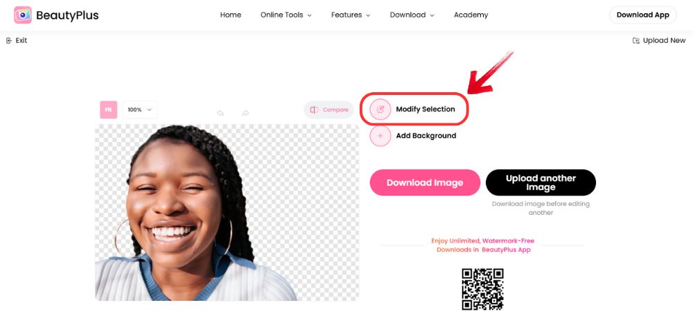 Remove Background - BeautyPlus Online tool - 04