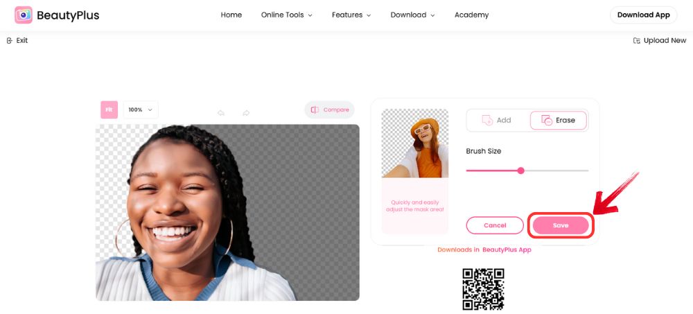 Remove Background - BeautyPlus Online tool - 06