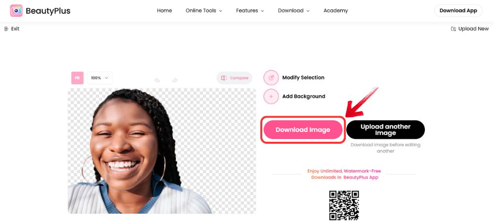 Remove Background - BeautyPlus Online tool - 07