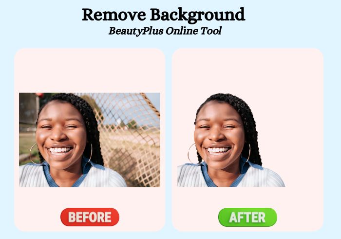 Remove Background on BeautyPlus online tool- Before and After