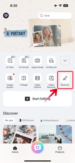 homepage of BeautyPlus