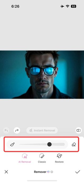 selecting the glare on your glasses