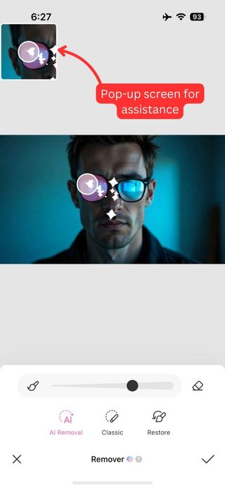 select the glare that is on your glasses