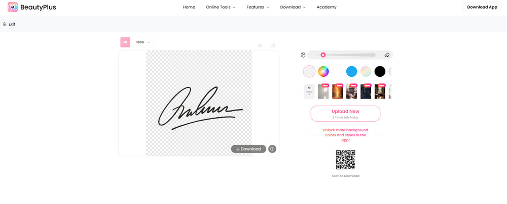 ลบพื้นหลังลายเซ็นต์ - เว็บไซต์ BeatyPlus