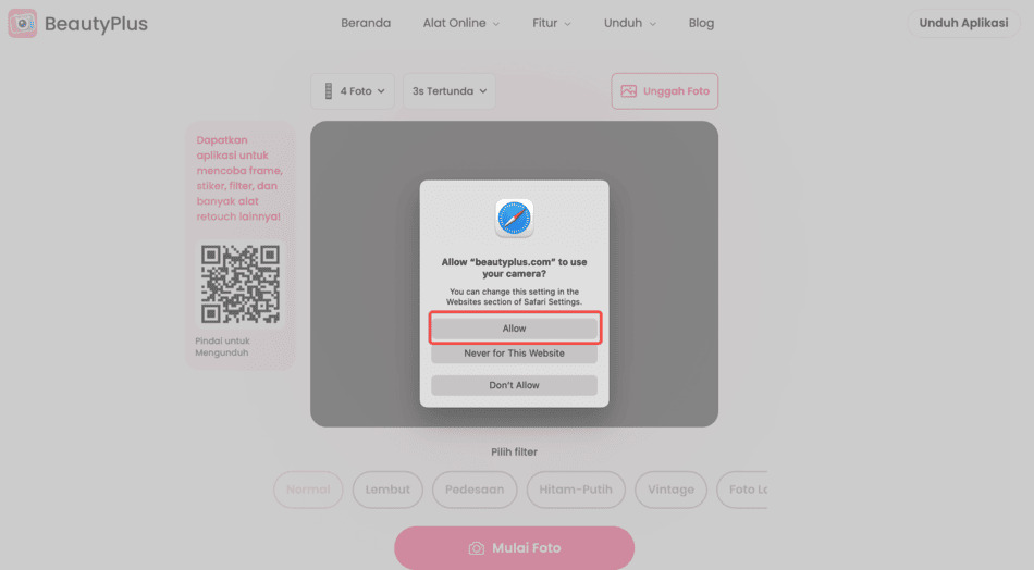 Mengaktifkan Kamera Web di Safari