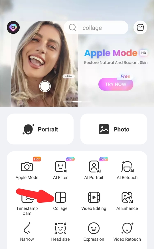 How to make a Collage on Instagram Story with BeautyPlus step 1