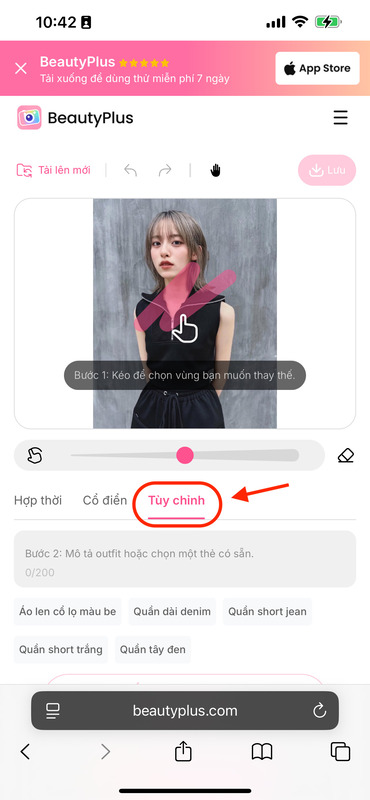ghép áo sơ mi vào ảnh trên điện thoại-Chọn tính năng tùy chỉnh