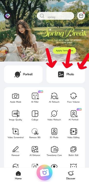 BeautyPlus app- How to Change Eyebrow-step 1