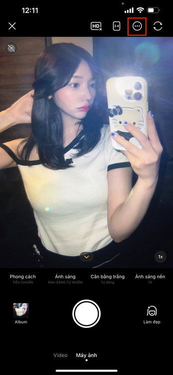 chụp ảnh trước gương đèn flash-Nhớ bật cho phép flash