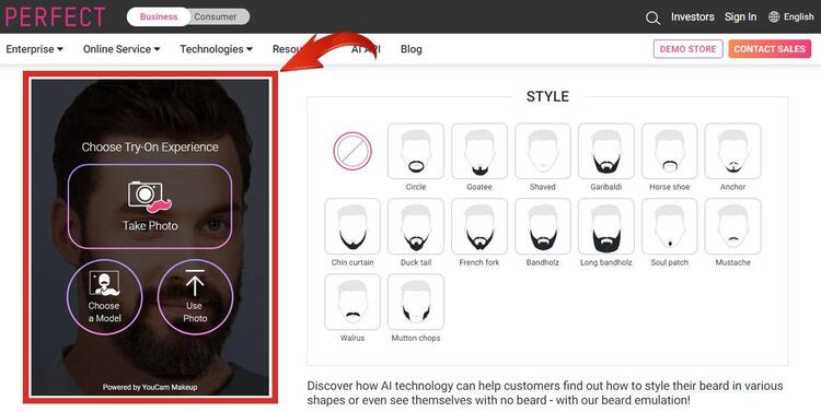 Uploading an image to Perfect’s AI Beard Simulator-compressed