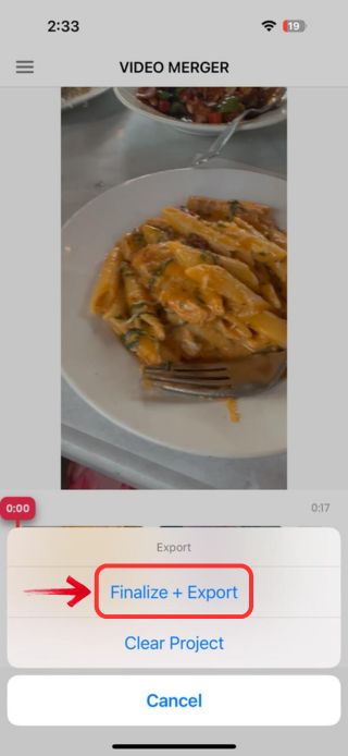 Video Merger-save the edited video